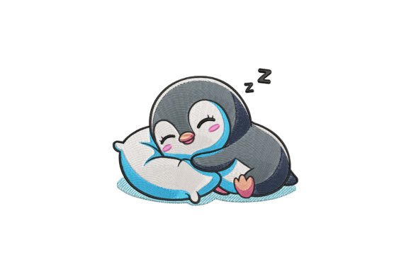 Cute Penguin Sleeping on a Pillow