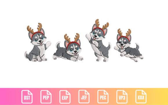 Husky Christmas Puppies Embroidery Design Review